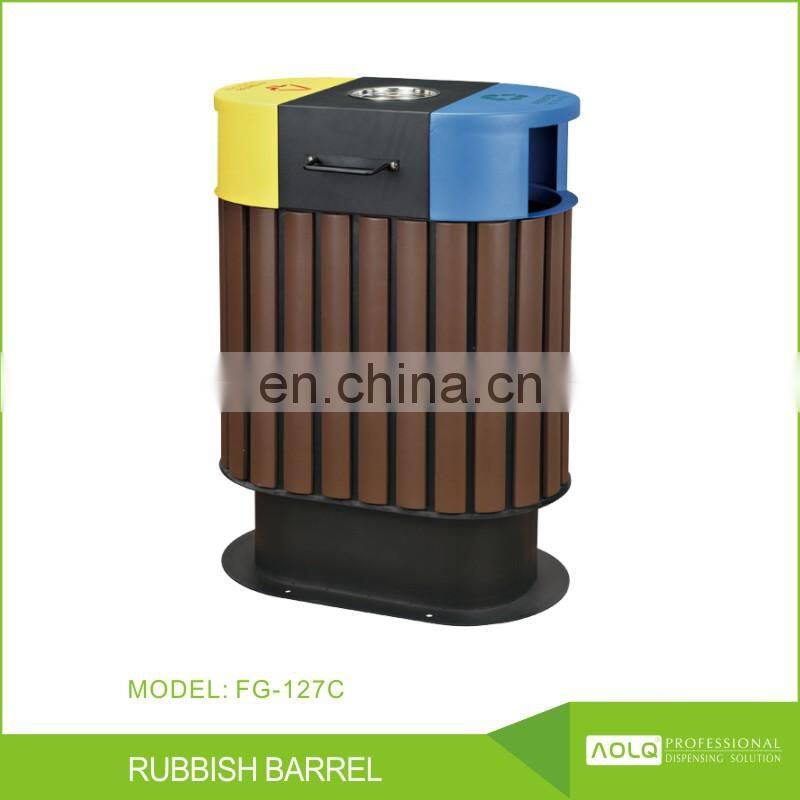 High quality galvanized sheet wood garbage rubbish handle bins recyclable trash can with lid cigarette extinguisher container
