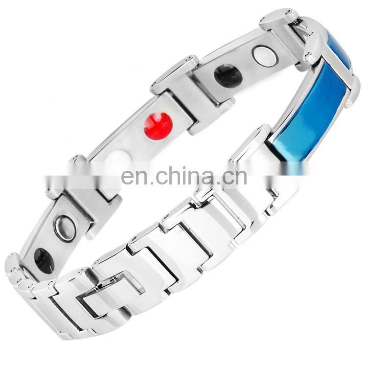 Custom logo bio bracelet energy care health major stainless magnetic bracelet