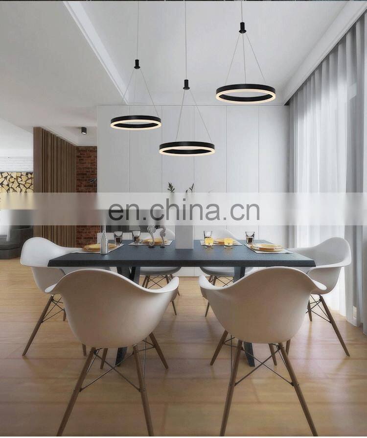 Restaurant chandelier three head simple modern restaurant lamp creative art LED strip dining room lamp black table lamp