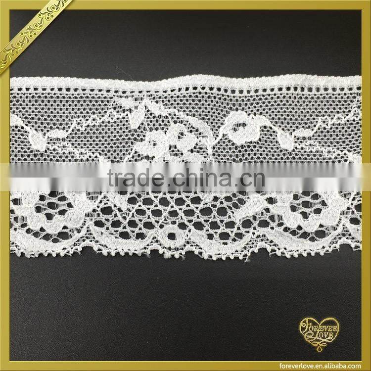 2016 New Arrival Polyester elastic flower trim lace for wedding dress FLL-044