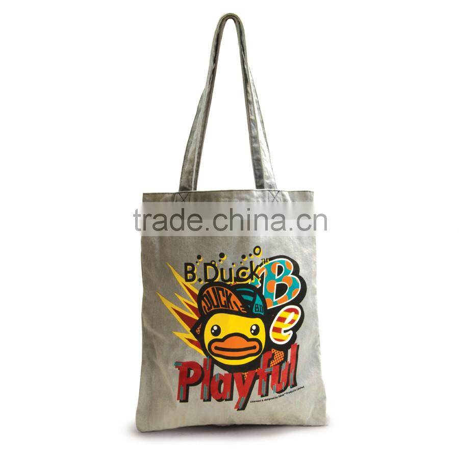 Fashion women standard size canvas polyester sublimation tote bag