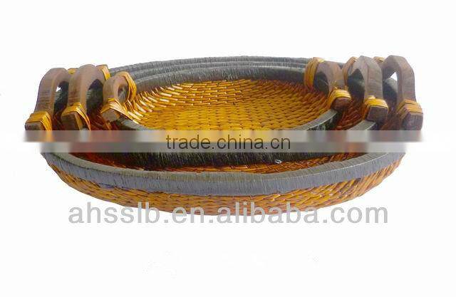 2013 new style wholesale elegat various shaped reed storage plate with ear handles