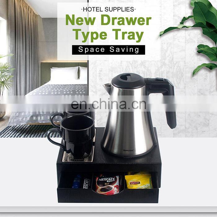 Wholesales Hotel guest room 304 Stainless Steel electric kettle with tray 0.8l