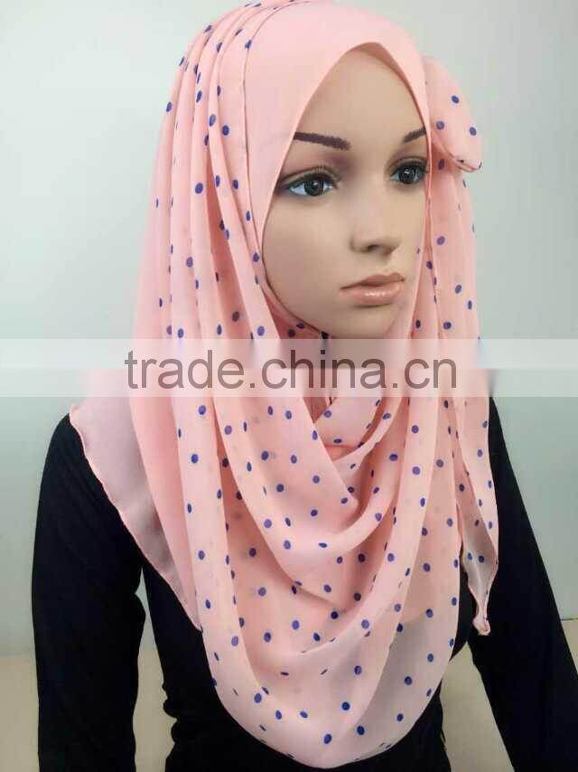 2015 Summer Two pieces chiffon bowknot muslim hijab