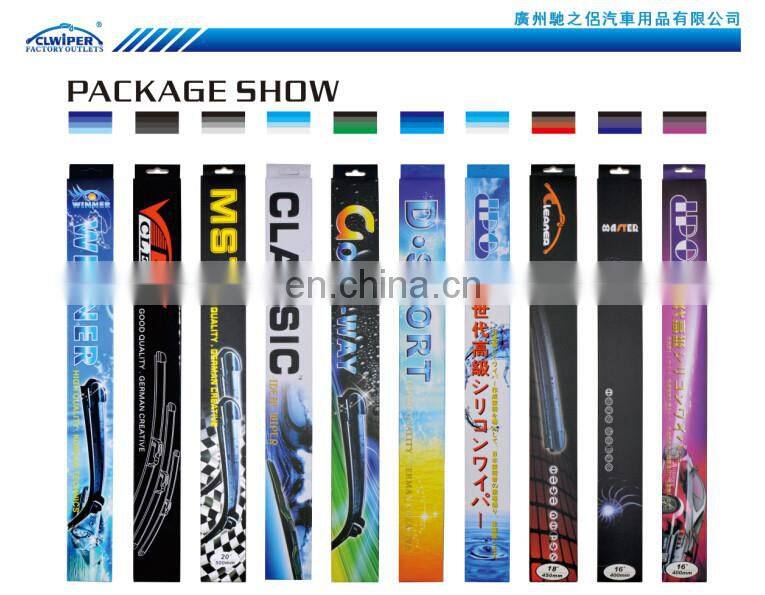 CLWIPER 18''/24'' with blister package auto universal flat wiper blade with spray nozzle spoiler