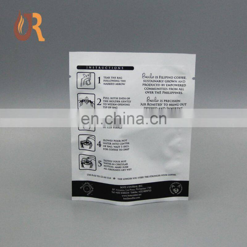 three side seal logo printed bag tea sample packet drip coffee pouch