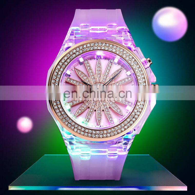 SKMEI 1536 LED backlight rotating colorful women watch unique design luxury quartz watch