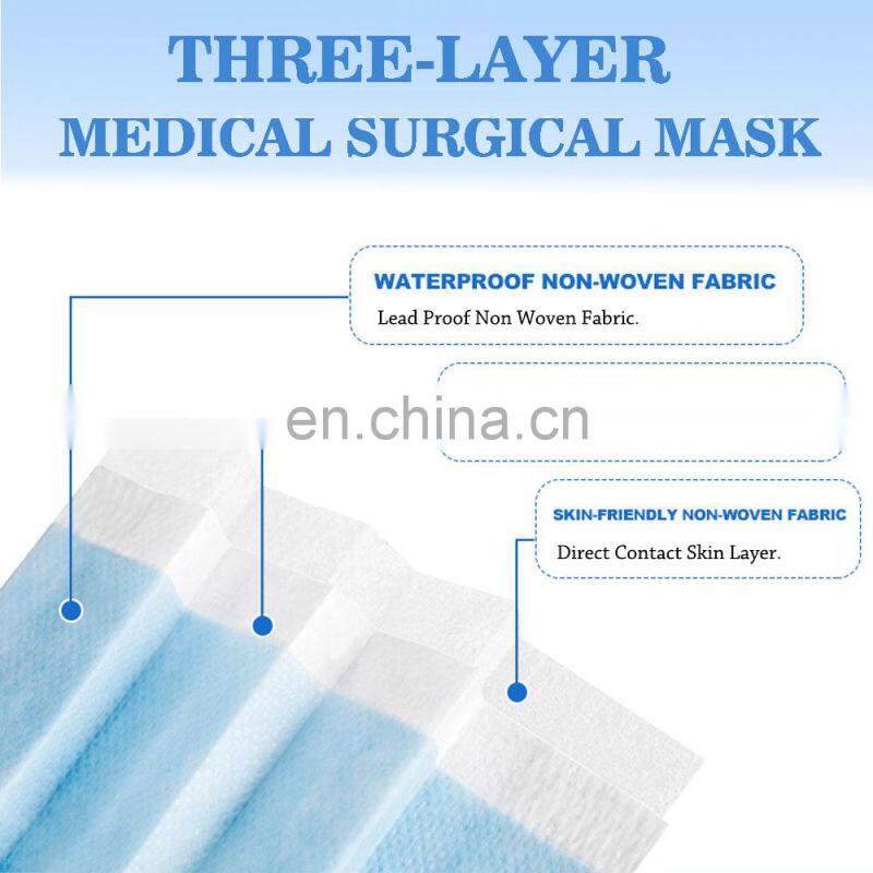 professional wholesale medical surgical mask 3ply single-use disposable  face masks mascarilla BFE98%