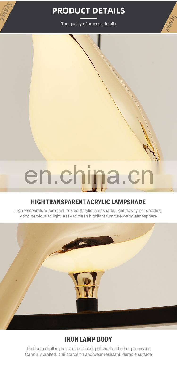 New Product Decoration Indoor Living Room Bedroom Aluminum Acrylic Black Gold Modern LED Pendant Lamp