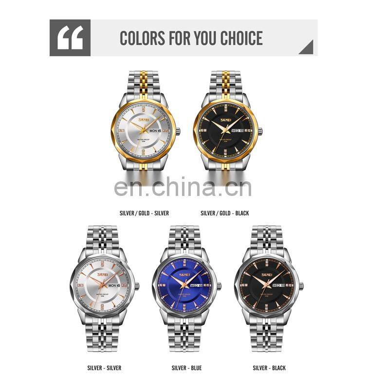 SKMEI 9268 New arrival Fashion Men watches High Quality Stainless Steel Wristwatch Mens Quartz watch