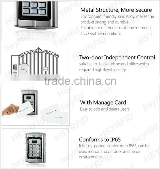 2000 card capacity 125khz 2 relays wiegand26 RFID standalone controller for access control system