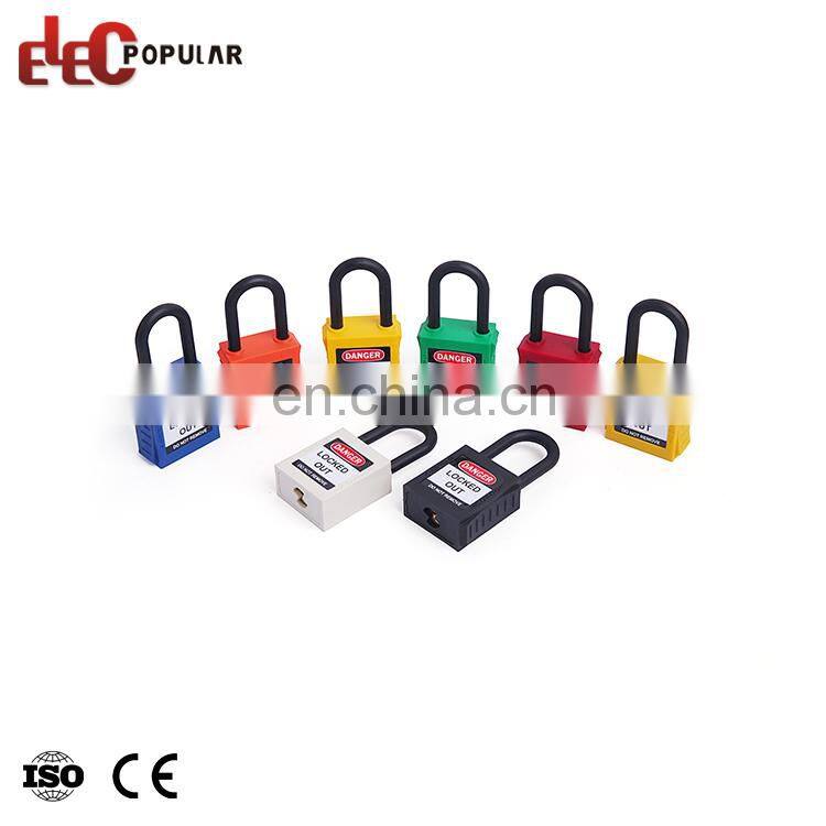 38mm Nylon Plastic key master padlock Shackle Colorful Industrial Loto safety padlock