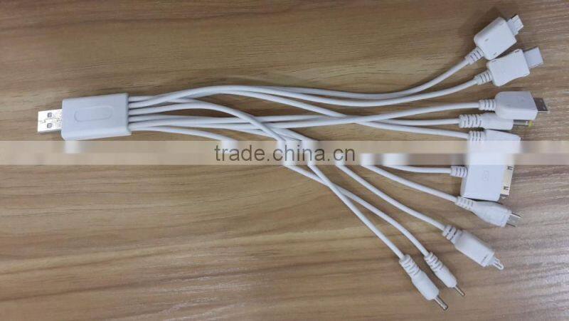 Customized 10 in 1 USB multifunction mobile charger cable