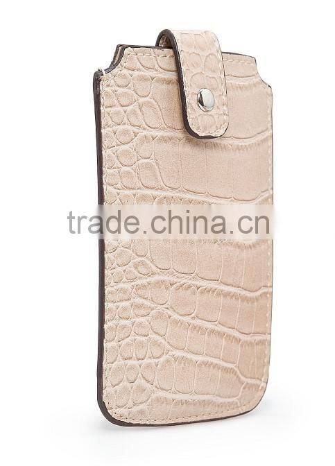 high quality handmade crocodile leather phone case with edge coats and small flap custom logo phone sleeve for iphone
