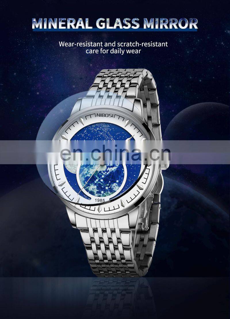 NIBOSI  Watch 2539  Men Quartz Wristwatch Luxury Brand Stainless Steel watch