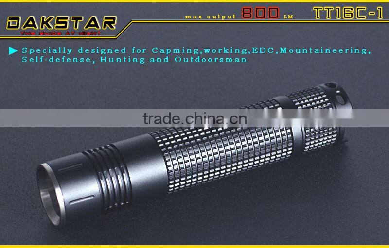 DAKSTAR TT16C-1 CREE XML T6 LED 800LM 18650 Aluminum Rechargeable Police Emergency Camping Minin LED Flashlight