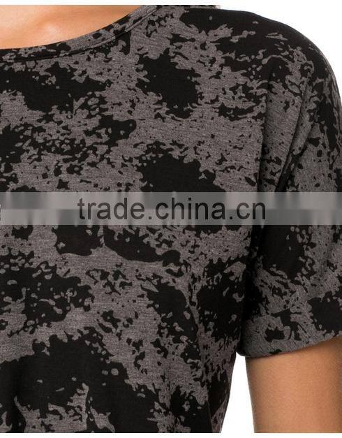 2015 China manufacturer customized ladies sexy print france bean crop tee shirt