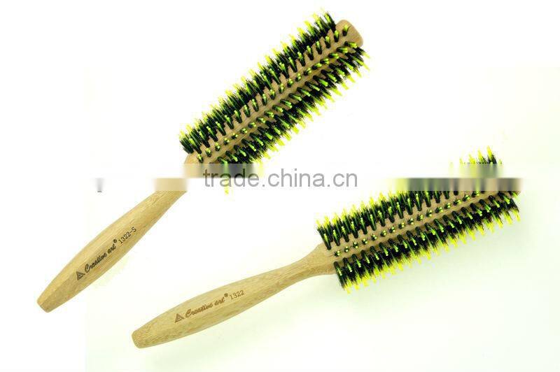 high quality nature bamboo rotating hair brush