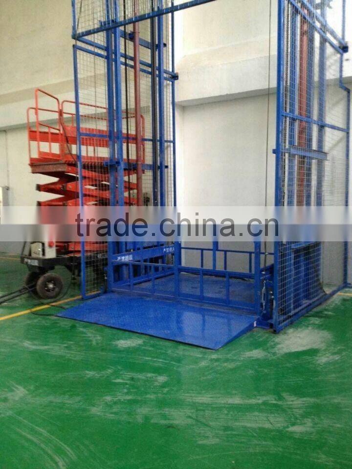 SJG Hydraulic cargo lift/guide rail lift/goods lift for warehouse