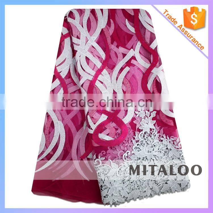 Mitaloo MFL0130 African White Lace Polyester Fabric Net Lace Nigeria Orange African Lace