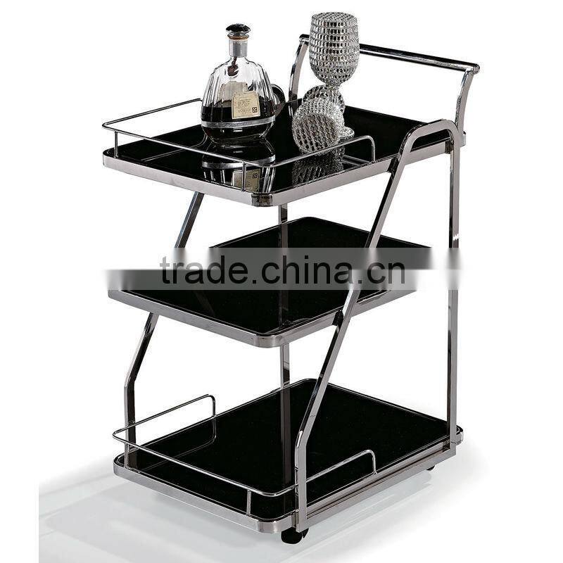 Glass hotel food transport trolley