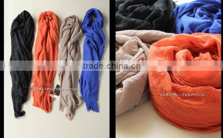 2014 Fashion New Cotton & Linen Good Quality Large Long Solid Color Scarf