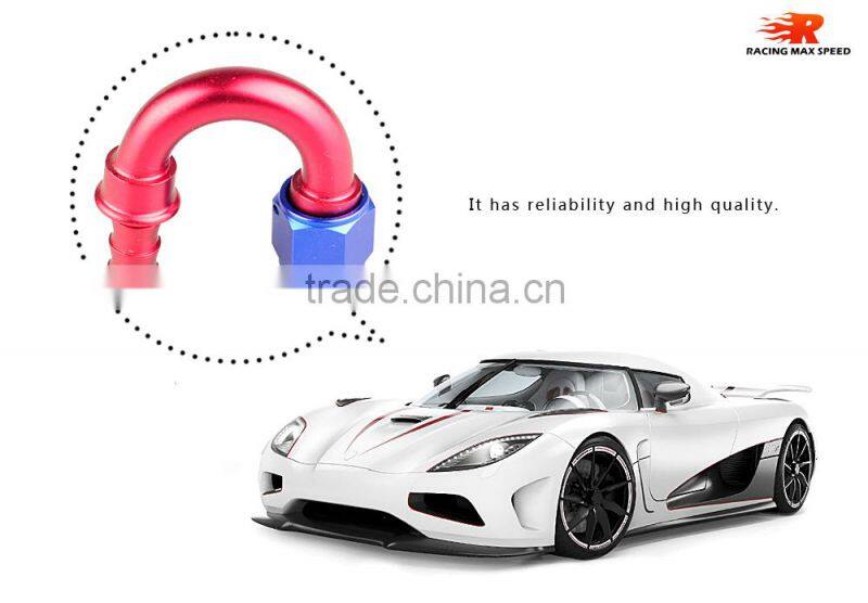 Interchangeable Iso9000 Wholesale Aluminum Oil Cooler Hose Fitting 180 Degree Push On End blue and red 10-180-10