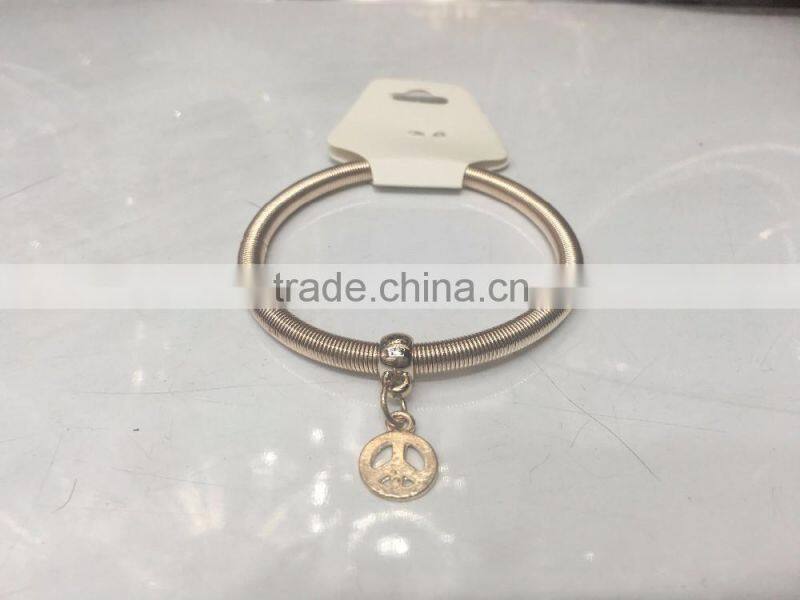 European Peace Love Symbol Spring Elastic Bracelet