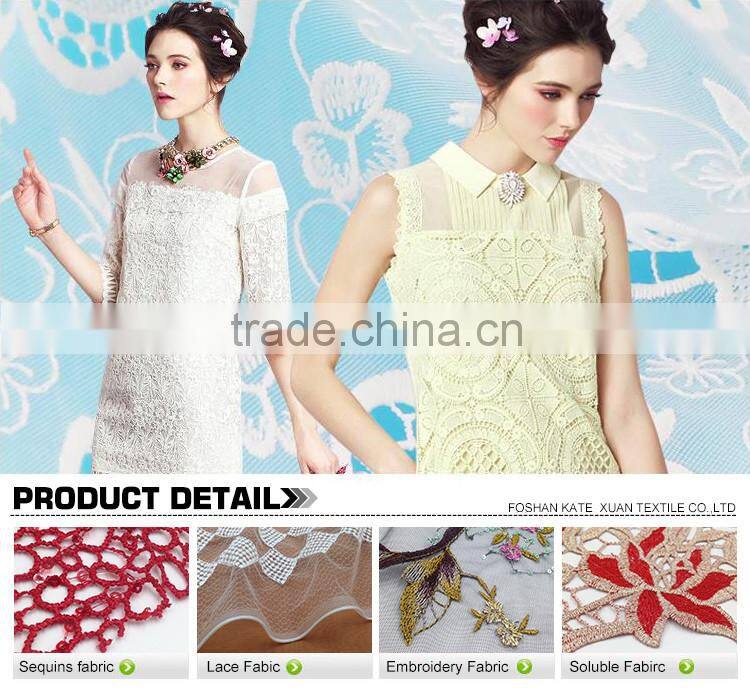 Hollow fashion knitted net lace embroidery fabrics