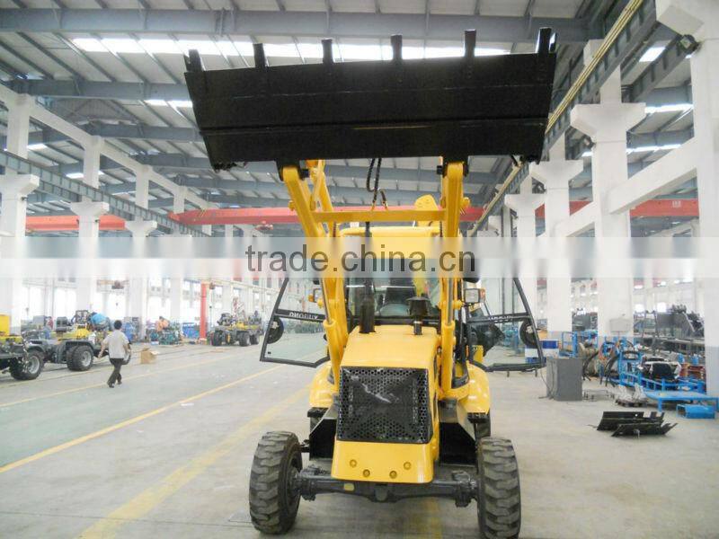Backhoe loader with attachments CE,vertical legs