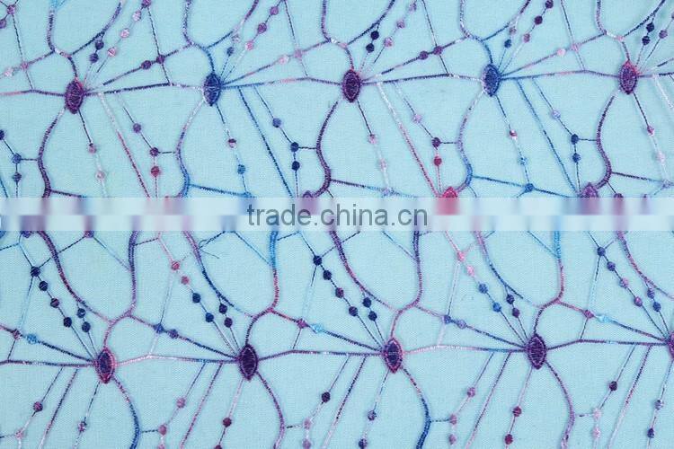 Print beautiful pattern embroidery sequins colorful tulle lace fabric