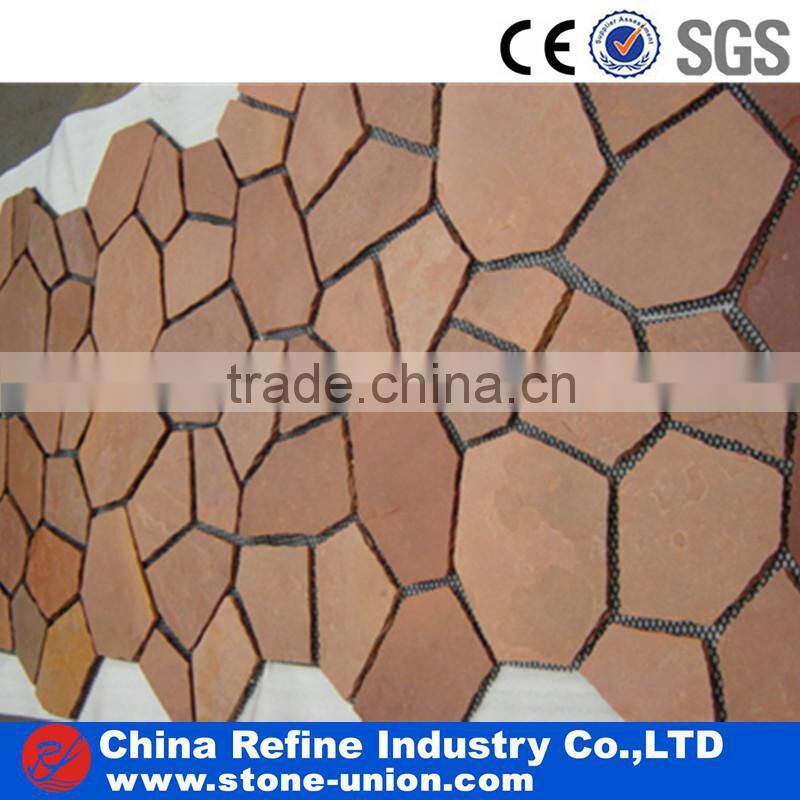 Beige slate decorated tiles