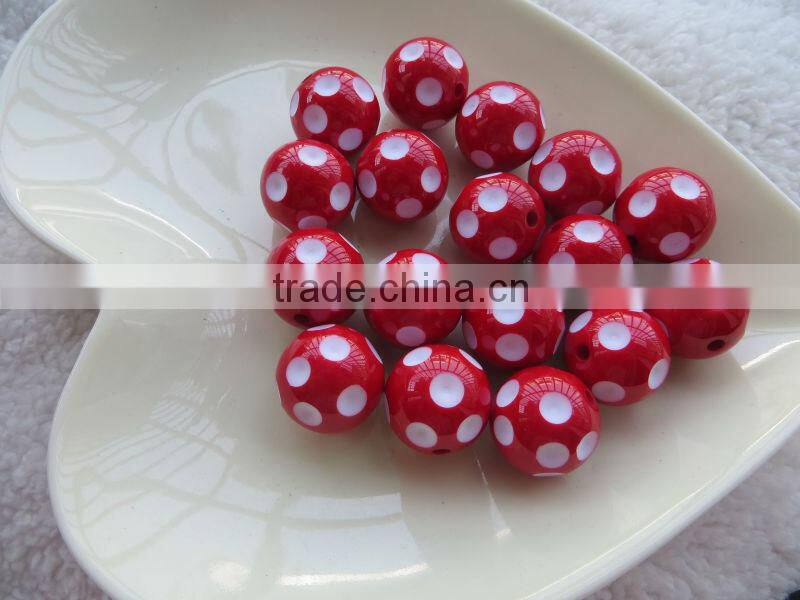 Black 12mm to 24MM Hot Fashion Chunky Acrylic Resin Polka Dip Dot Beads for chunky bead necklace for little girl