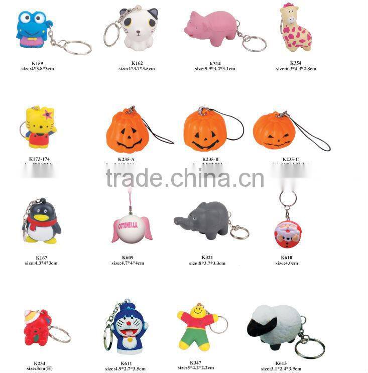 Premium promotional gifts fox head shaped keychain pu foamed antistress