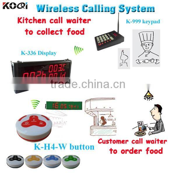 Display Monitor Kitchen Wireless Service Waiter Call Bell System K-336+K-999+K-H4-G