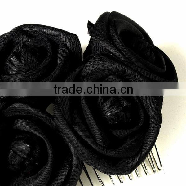 Charming Black Flower Bridal Hair Comb Wedding Hair Accessories