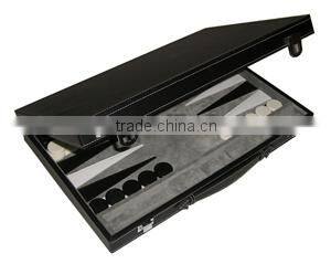 Travel style 15'' leather backgammon hand made
