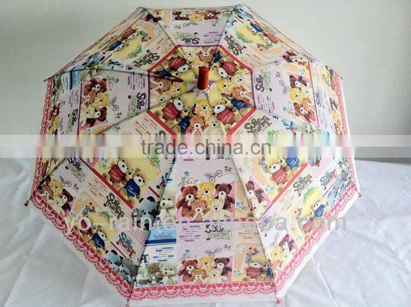 hot sales 19"*8ribs bear print cheap cute child umbrella