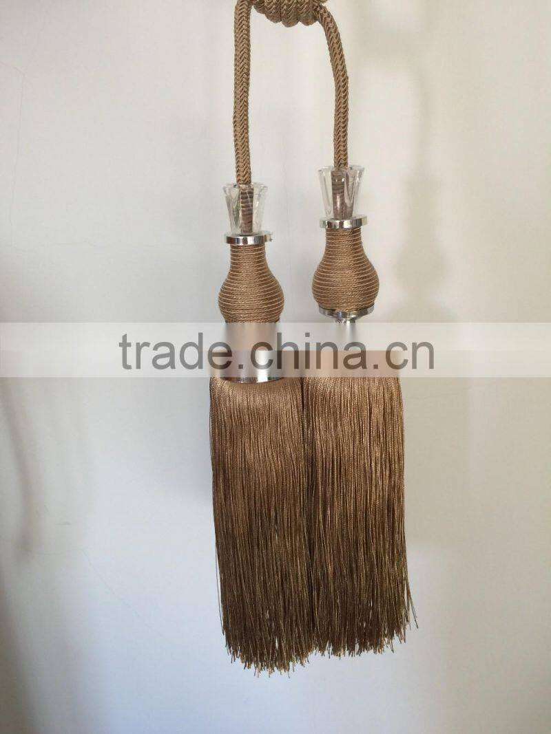 Curtain accessories wholesale tassels polyester material curtain tiebacks with crystal bead