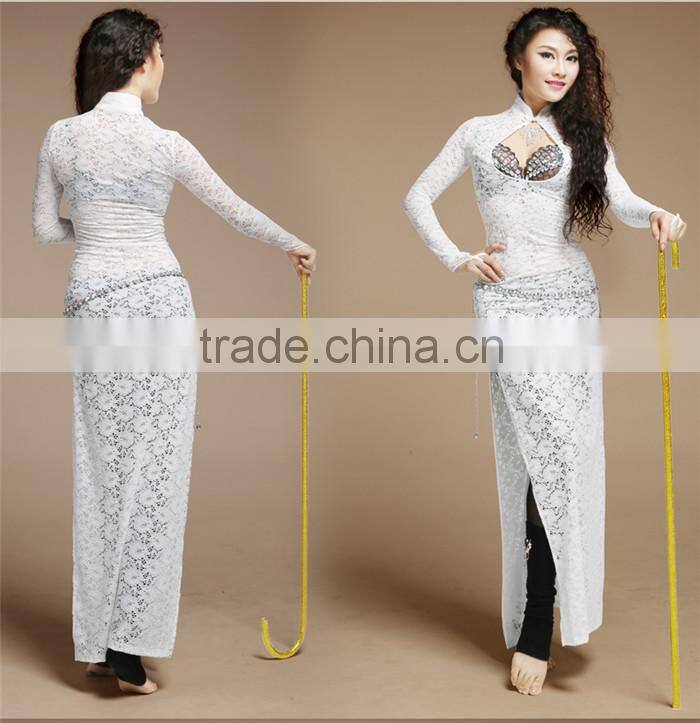 High quality belly dance lace long dress from china wuchieal (QC2272)