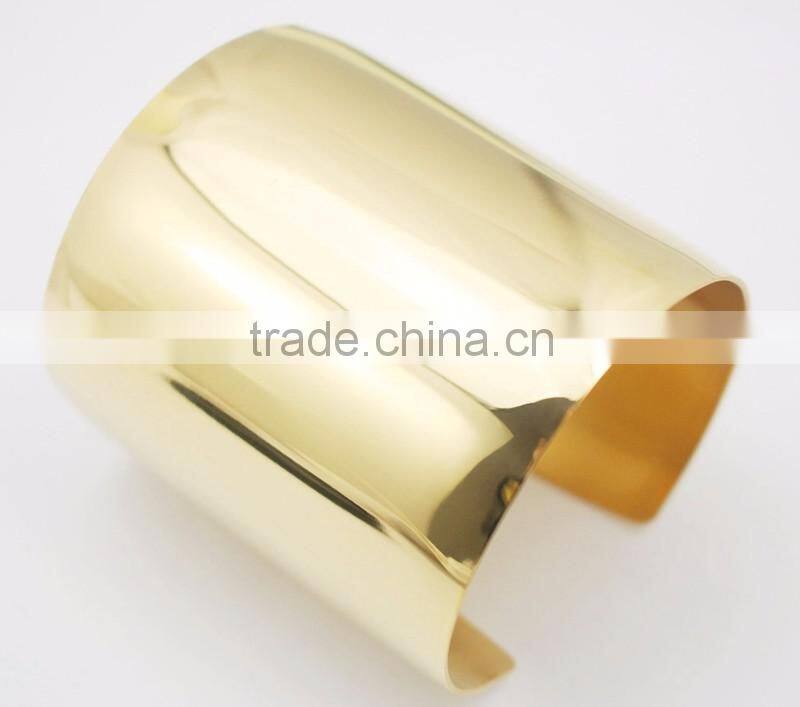 Simple Design Stainless Steel Blank Ultra Wide Gold Bangle Bracelets Cuff