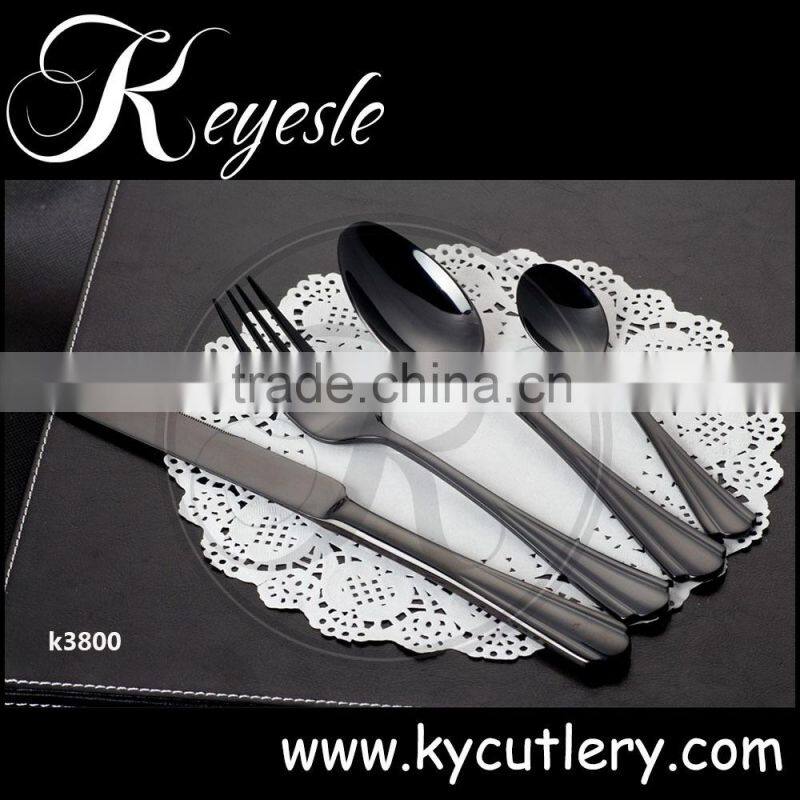 manufacture cutlery,black cutlery set,black plated flatware set
