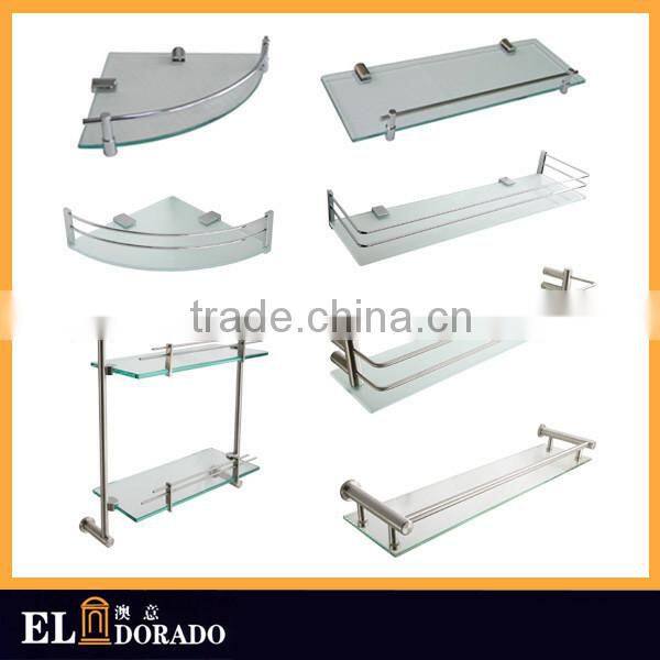 Brass Heavy Duty Toilet Accessories Bathroom Shelf Single tier bathroom glass shelf 6B0121