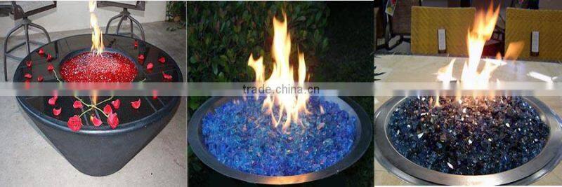 Blue tempered glass chips with mirror reflection for fireplace