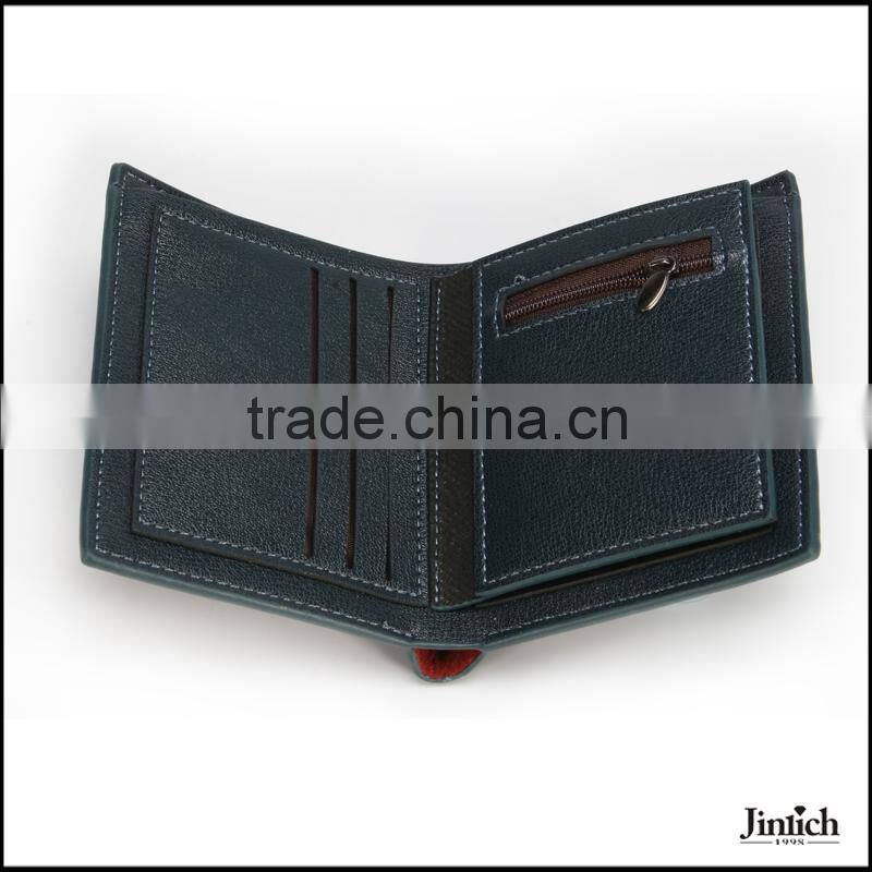 2016 customized top grain bifold RFID Mens Leather Wallet