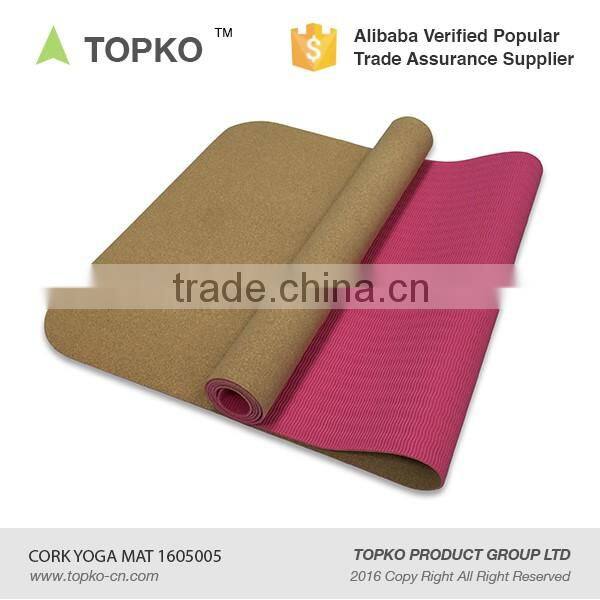 TOPKO no smell natural cork yoga mat Cork surface TPE yoga mat