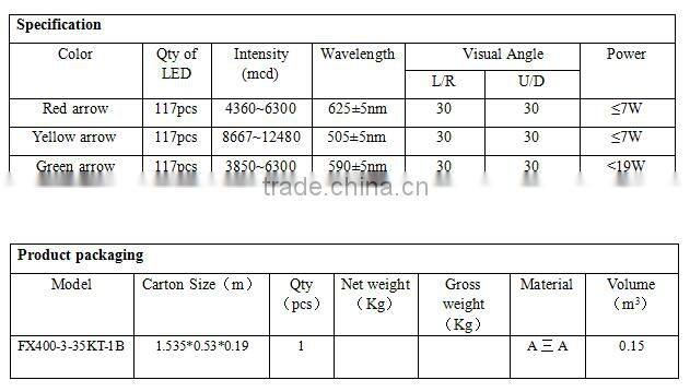 400mm Red&Yellow&Green Arrow Traffic signal three units