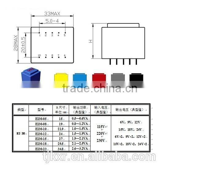 CE, ROHS, VDE, UL PCB mounted encapsulated 9V ac transformer