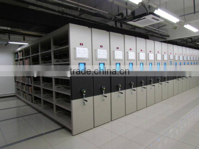 Knock down metal movable rack, movable book shelf for library