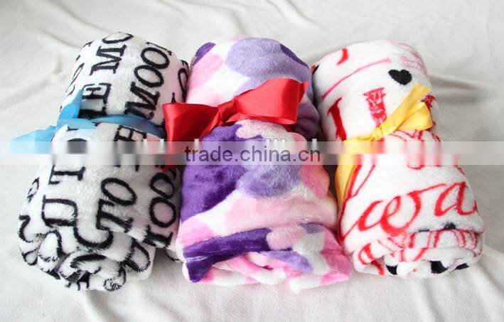 100% Polyester Flannel Fleece Travel Blanket/thow blanket